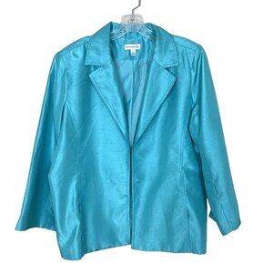 Susan Graver Womens Jacket L Mint Green Blazer Dressy Dupioni Work Career Party
